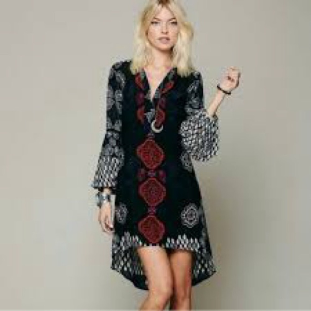 Free People Peacemake boho high low tunic dress size small.